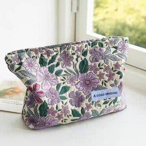 Purple FlOWER Makeup bag